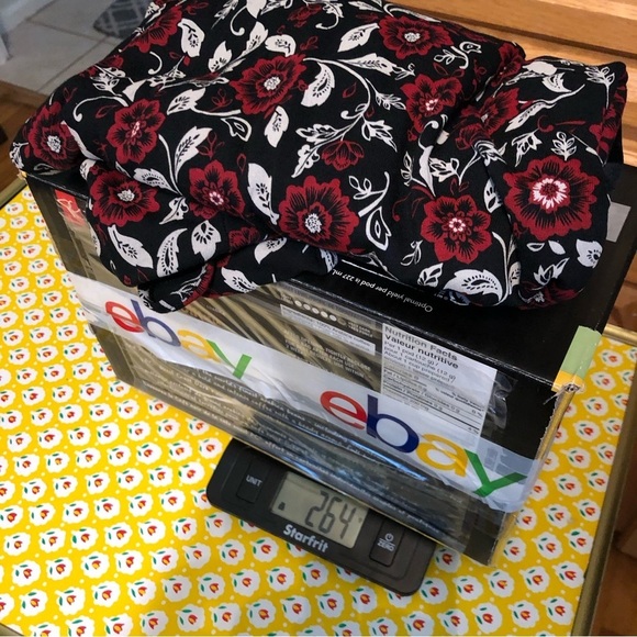 J Jill Wearever Black Red Floral Stretch Long Sleeve Velvet Hem Top Womens Large - Picture 9 of 9